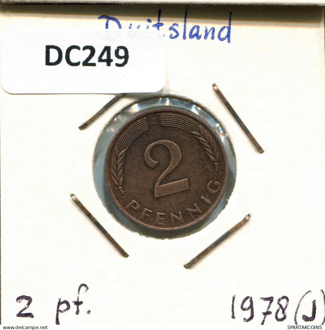 2 PFENNIG 1978 J WEST & UNIFIED GERMANY Coin #DC249.U.A - 2 Pfennig