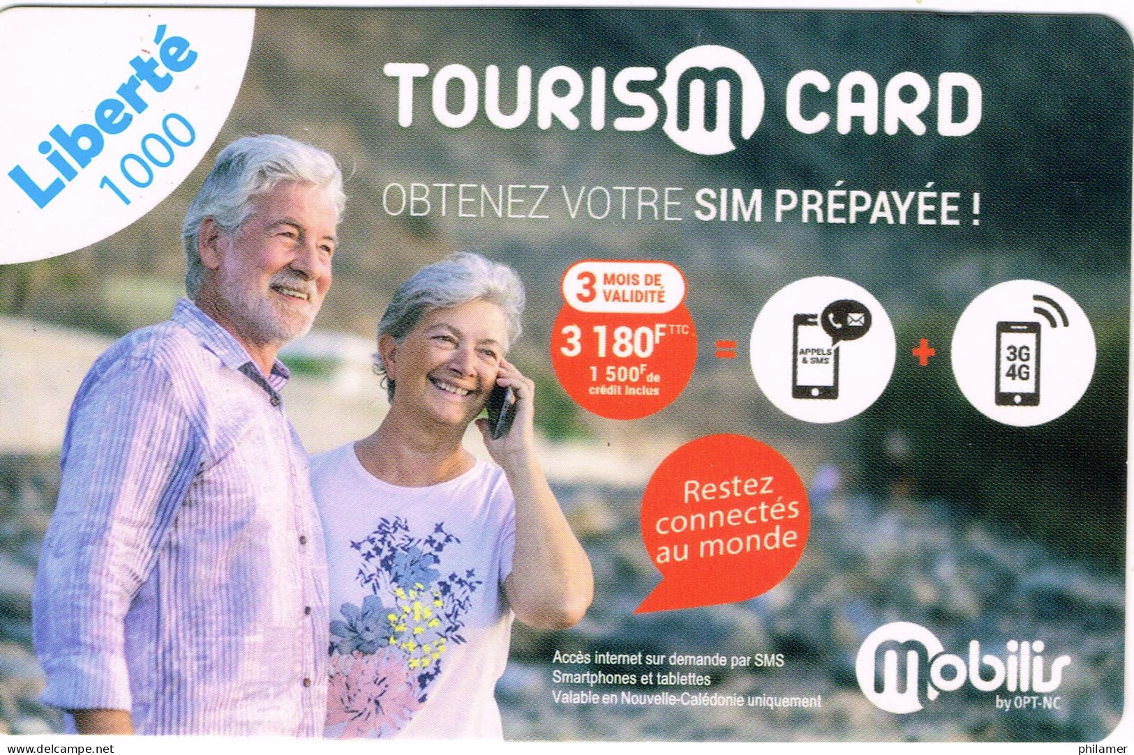 NOUVELLE CALEDONIE NEW CALEDONIA Telecarte Phonecard Prepayee Prepaid Liberte 1000 F TourismM Card Ex. 2022 UT B - Nuova Caledonia