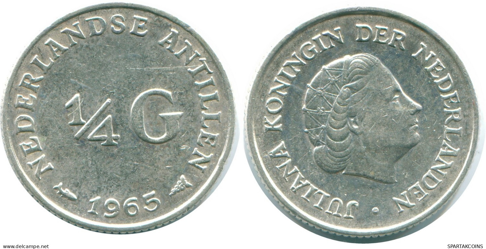 1/4 GULDEN 1965 NIEDERLÄNDISCHE ANTILLEN SILBER Koloniale Münze #NL11285.4.D.A - Antilles Néerlandaises