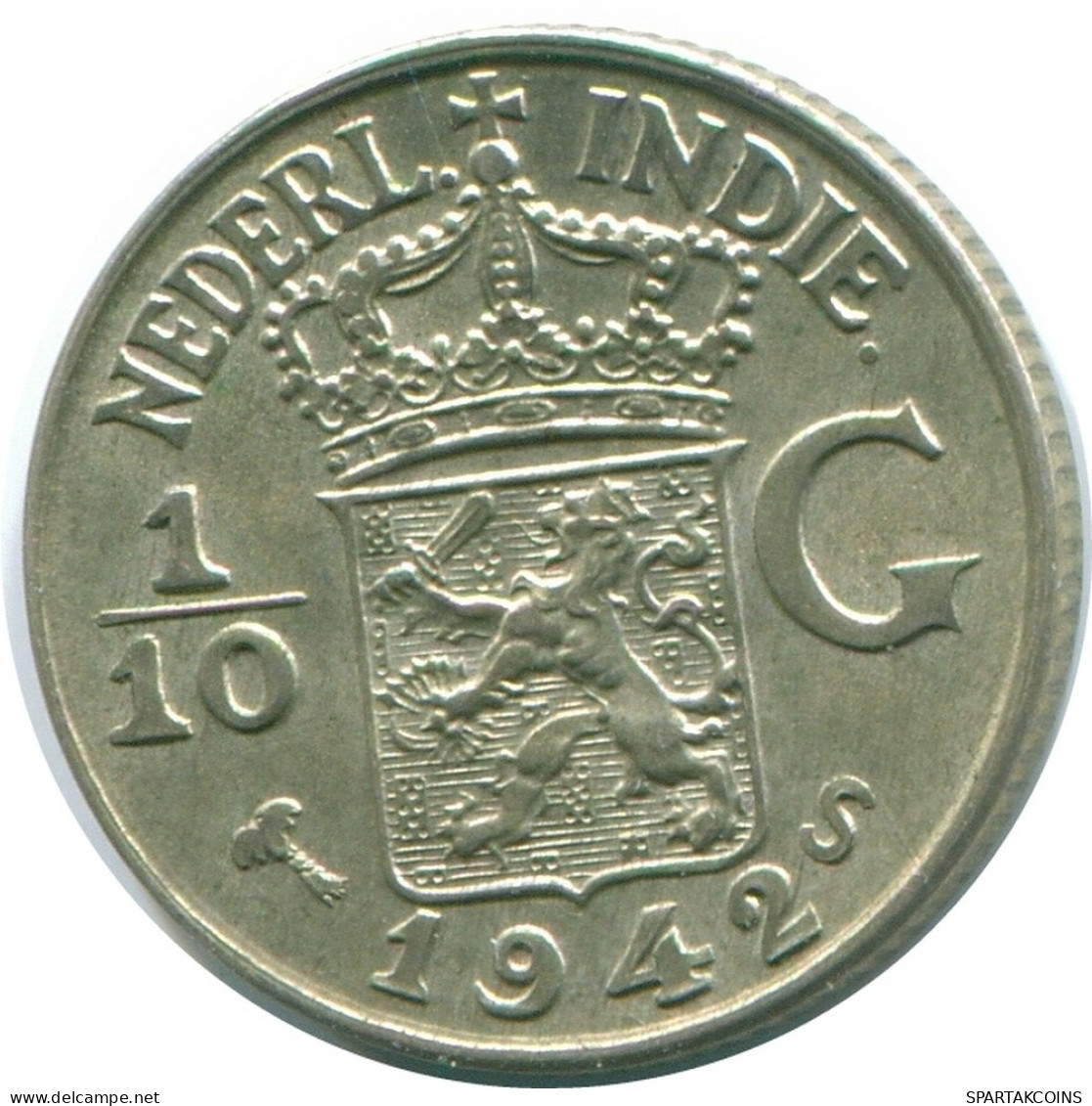 1/10 GULDEN 1942 NIEDERLANDE OSTINDIEN SILBER Koloniale Münze #NL13912.3.D.A - Indes Néerlandaises