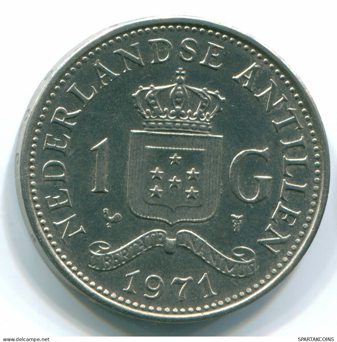 1 GULDEN 1971 ANTILLES NÉERLANDAISES Nickel Colonial Pièce #S12003.F.A - Antilles Néerlandaises