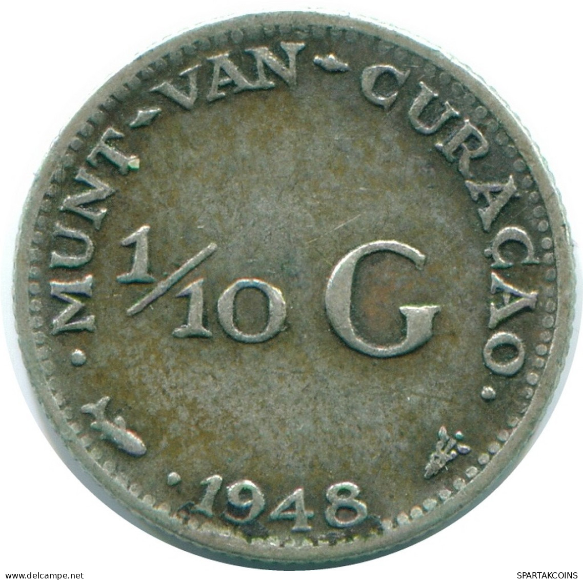 1/10 GULDEN 1948 CURACAO NÉERLANDAIS NETHERLANDS ARGENT Colonial Pièce #NL12001.3.F.A - Curaçao