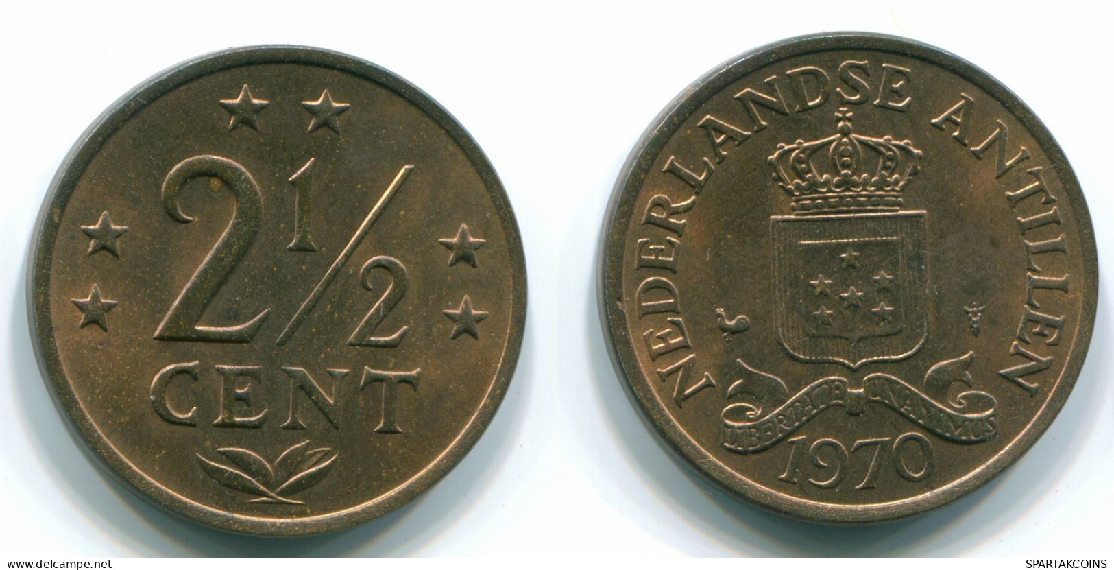 2 1/2 CENT 1970 ANTILLES NÉERLANDAISES CENTS Bronze Colonial Pièce #S10469.F.A - Antilles Néerlandaises
