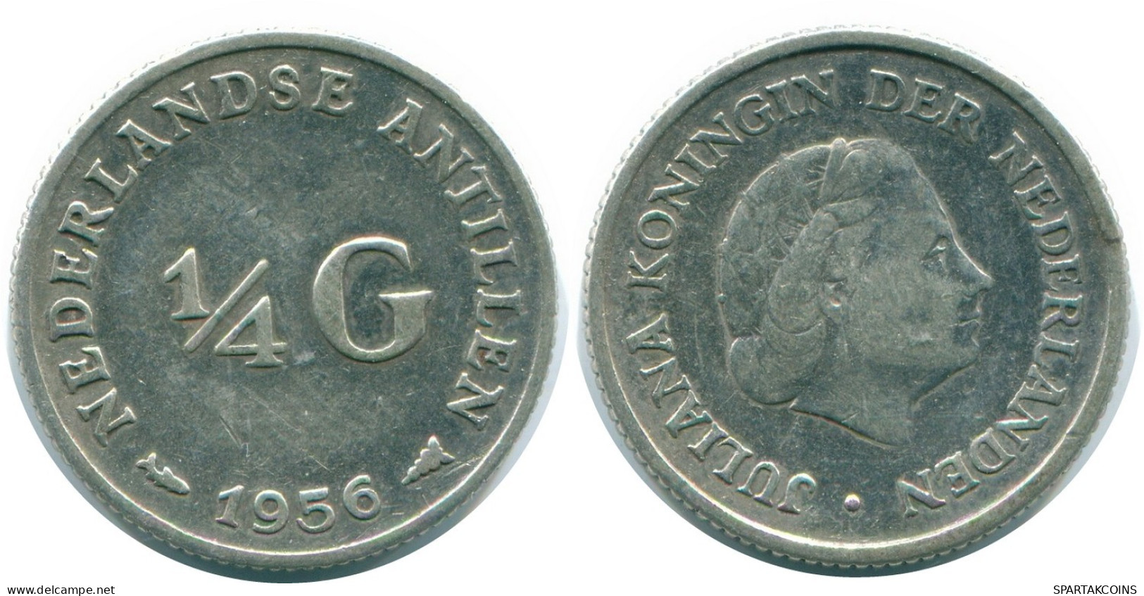 1/4 GULDEN 1956 NIEDERLÄNDISCHE ANTILLEN SILBER Koloniale Münze #NL10928.4.D.A - Antilles Néerlandaises