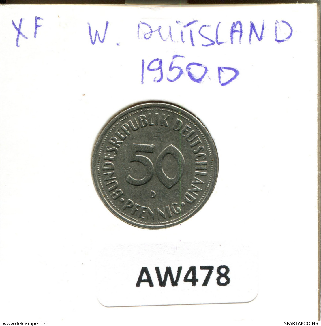 50 PFENNIG 1950 D ALEMANIA Moneda GERMANY #AW478.E.A - 50 Pfennig
