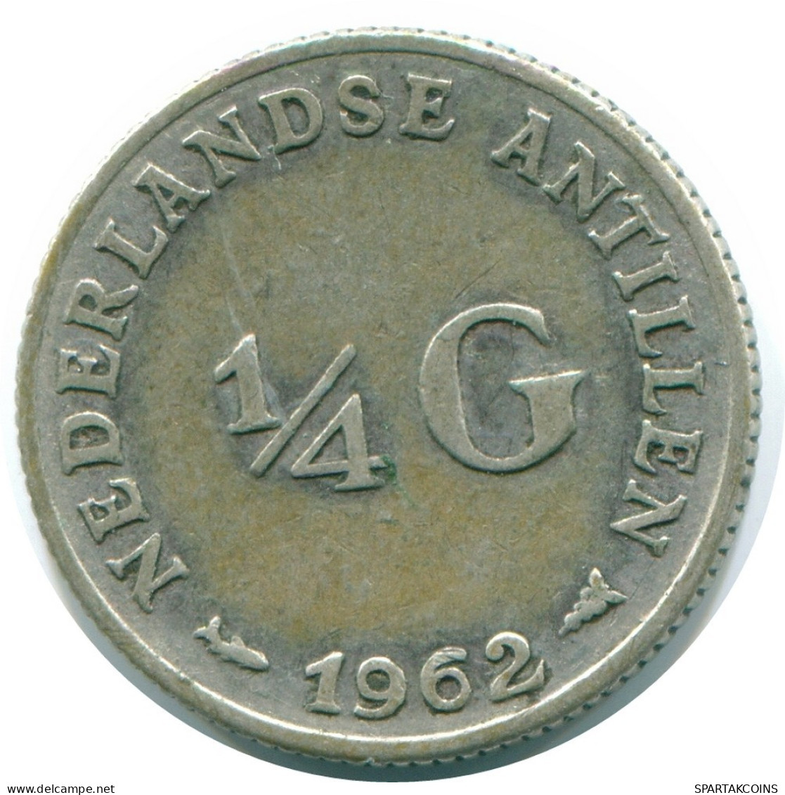 1/4 GULDEN 1962 ANTILLES NÉERLANDAISES ARGENT Colonial Pièce #NL11137.4.F.A - Antilles Néerlandaises