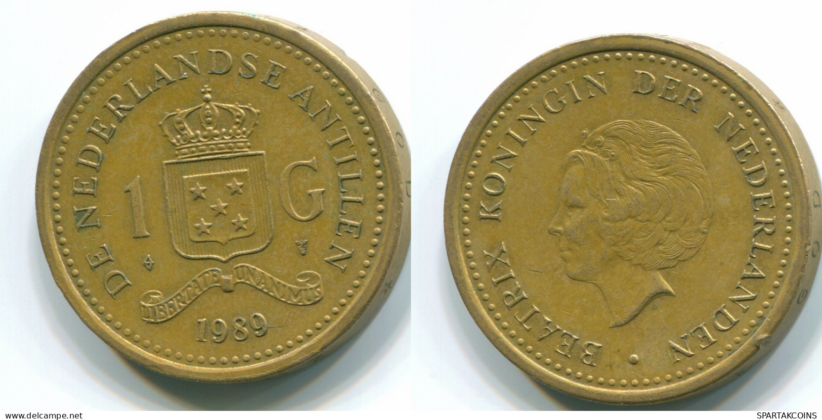1 GULDEN 1989 ANTILLAS NEERLANDESAS Aureate Steel Colonial Moneda #S12100.E.A - Antilles Néerlandaises