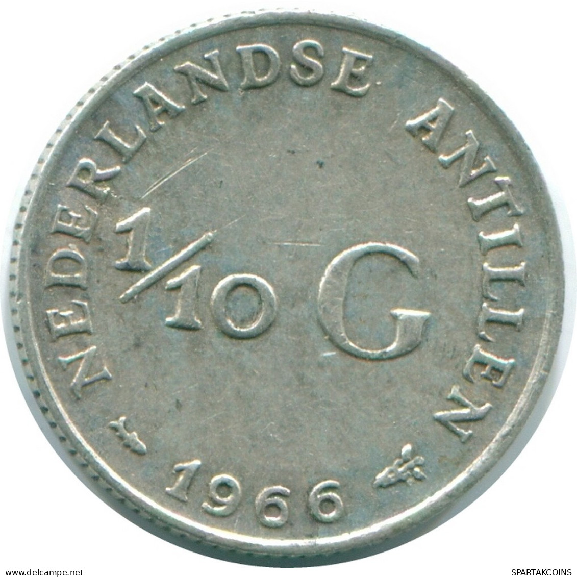 1/10 GULDEN 1966 ANTILLAS NEERLANDESAS PLATA Colonial Moneda #NL12837.3.E.A - Antilles Néerlandaises