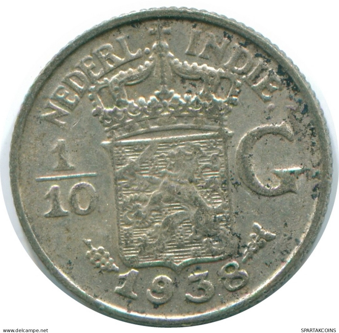 1/10 GULDEN 1938 NETHERLANDS EAST INDIES SILVER Colonial Coin #NL13501.3.U.A - Indes Néerlandaises