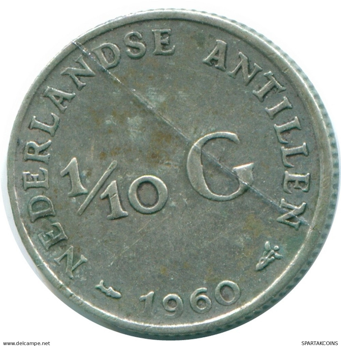 1/10 GULDEN 1960 NETHERLANDS ANTILLES SILVER Colonial Coin #NL12267.3.U.A - Antilles Néerlandaises