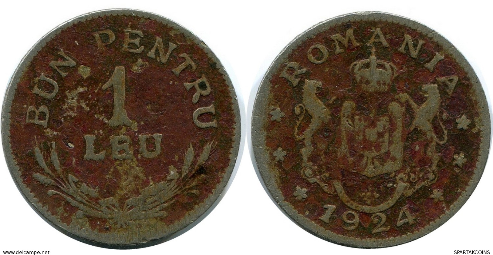1 LEU 1924 ROMANIA Coin #AR129.U.A - Rumania