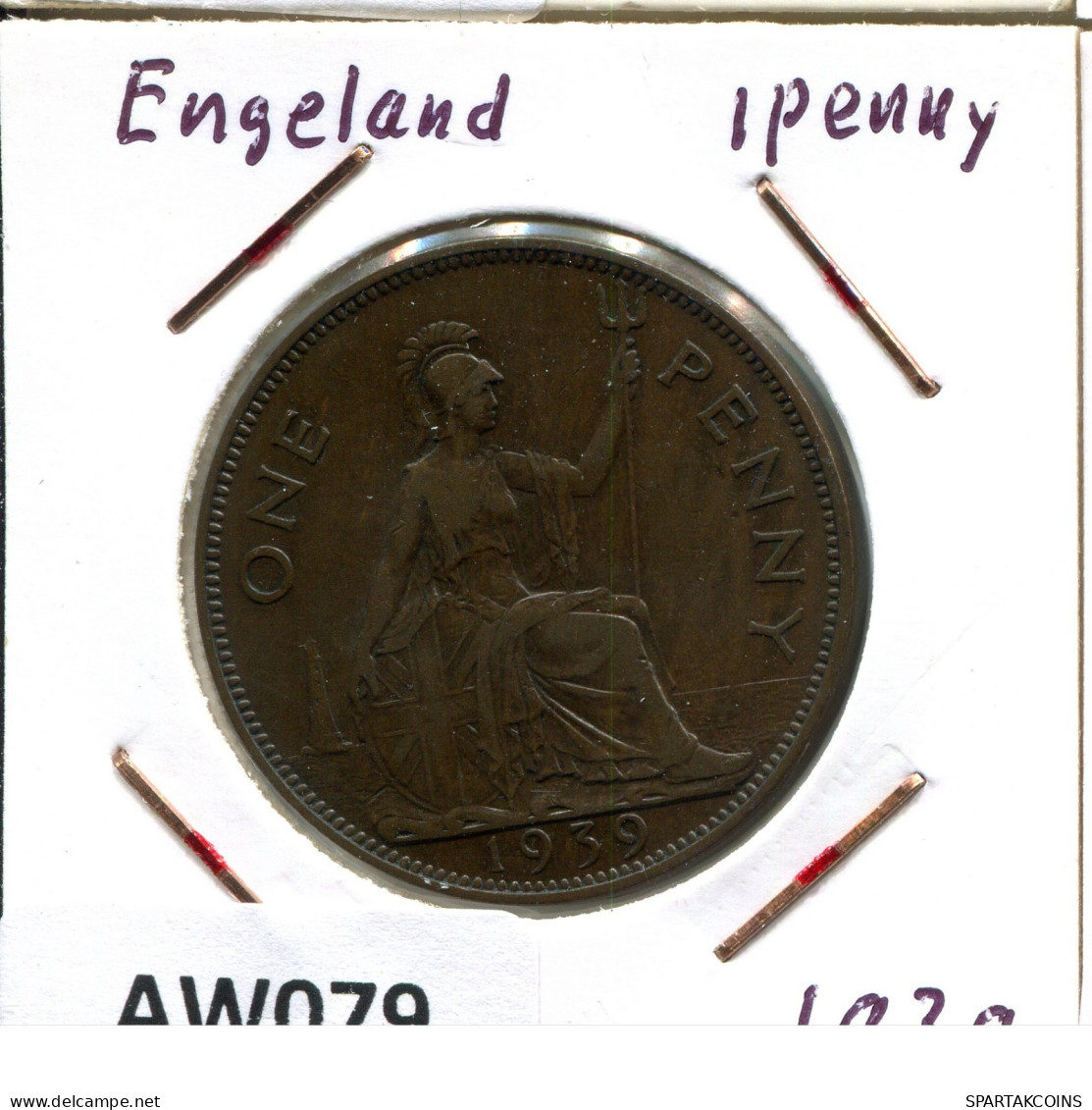 PENNY 1939 UK GROßBRITANNIEN GREAT BRITAIN Münze #AW079.D.A - D. 1 Penny