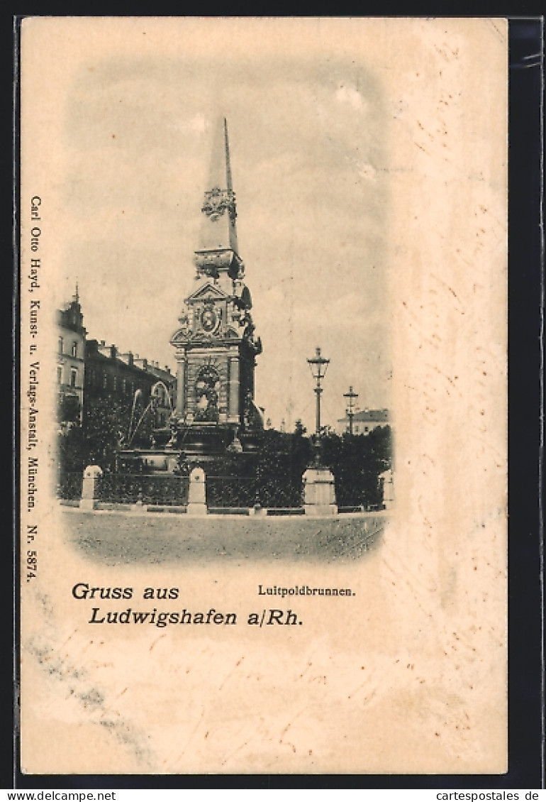 AK Ludwigshafen A. Rh., Blick Auf Den Luitpoldbrunnen  - Ludwigshafen