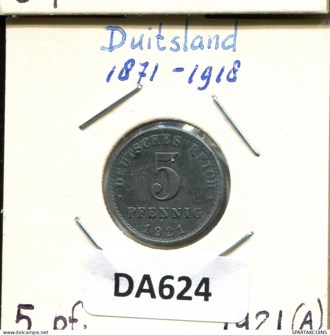 5 PFENNIG 1921 A DEUTSCHLAND Münze GERMANY #DA624.2.D.A - 5 Rentenpfennig & 5 Reichspfennig