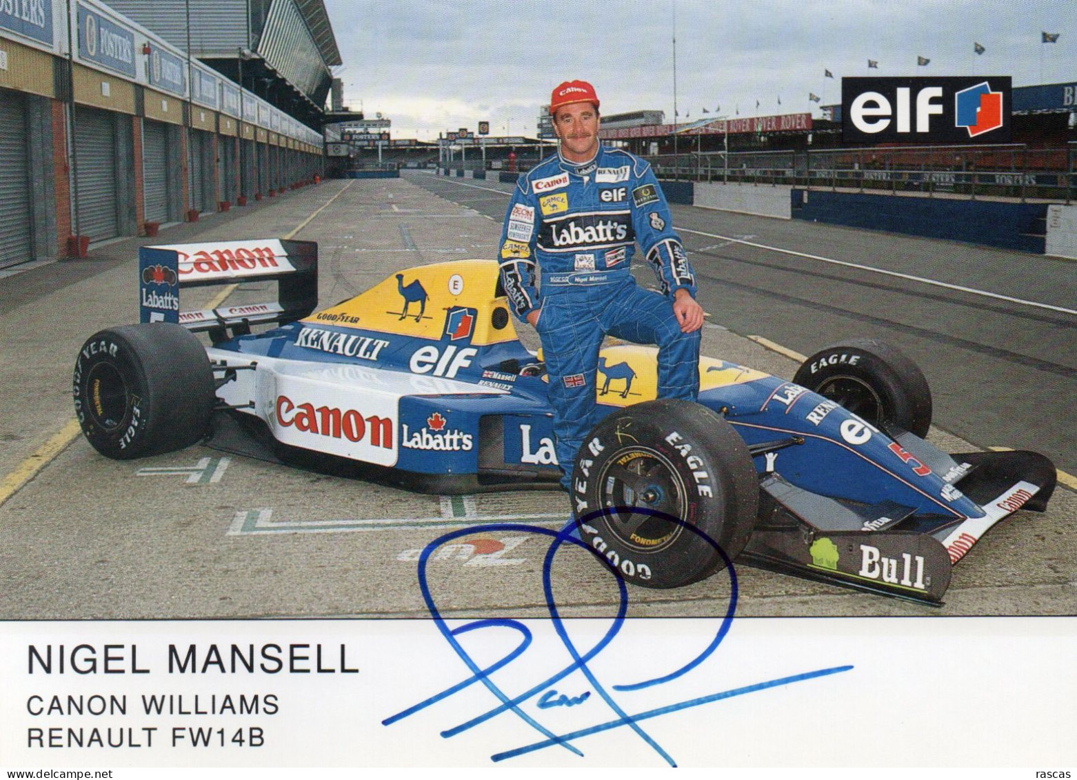 PHOTO GRAND FORMAT 1 - ENV 1 - AUTOMOBILE - FORMULE 1 - PHOTO DEDICACEE DU PILOTE BRITANNIQUE NIGEL MANSELL SUR RENAULT - Foto Dedicate