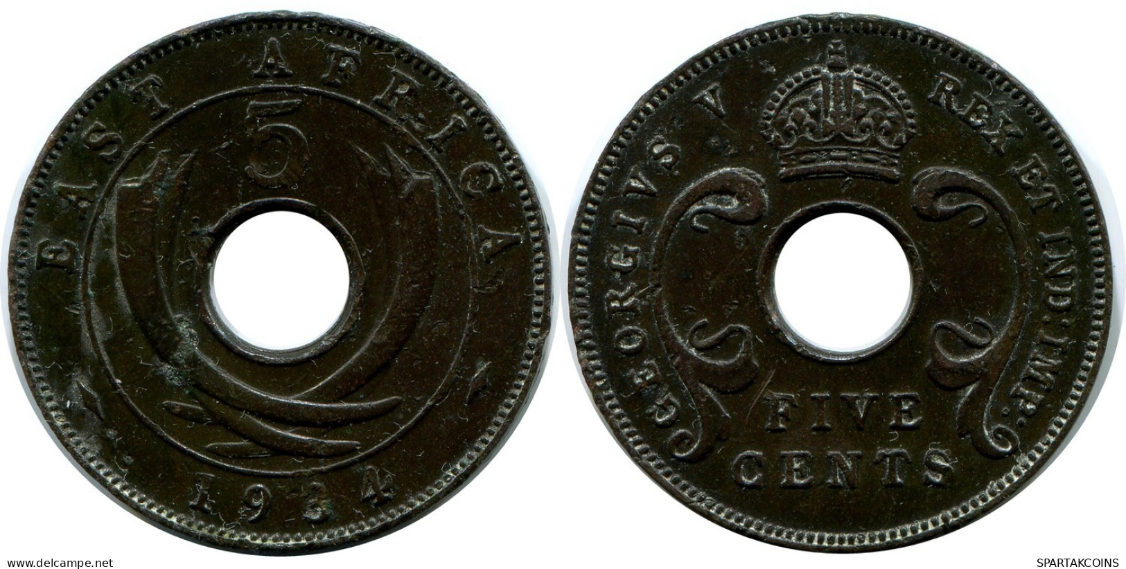 5 CENTS 1934 EAST AFRICA Coin #AP872.U.A - Colonia Británica