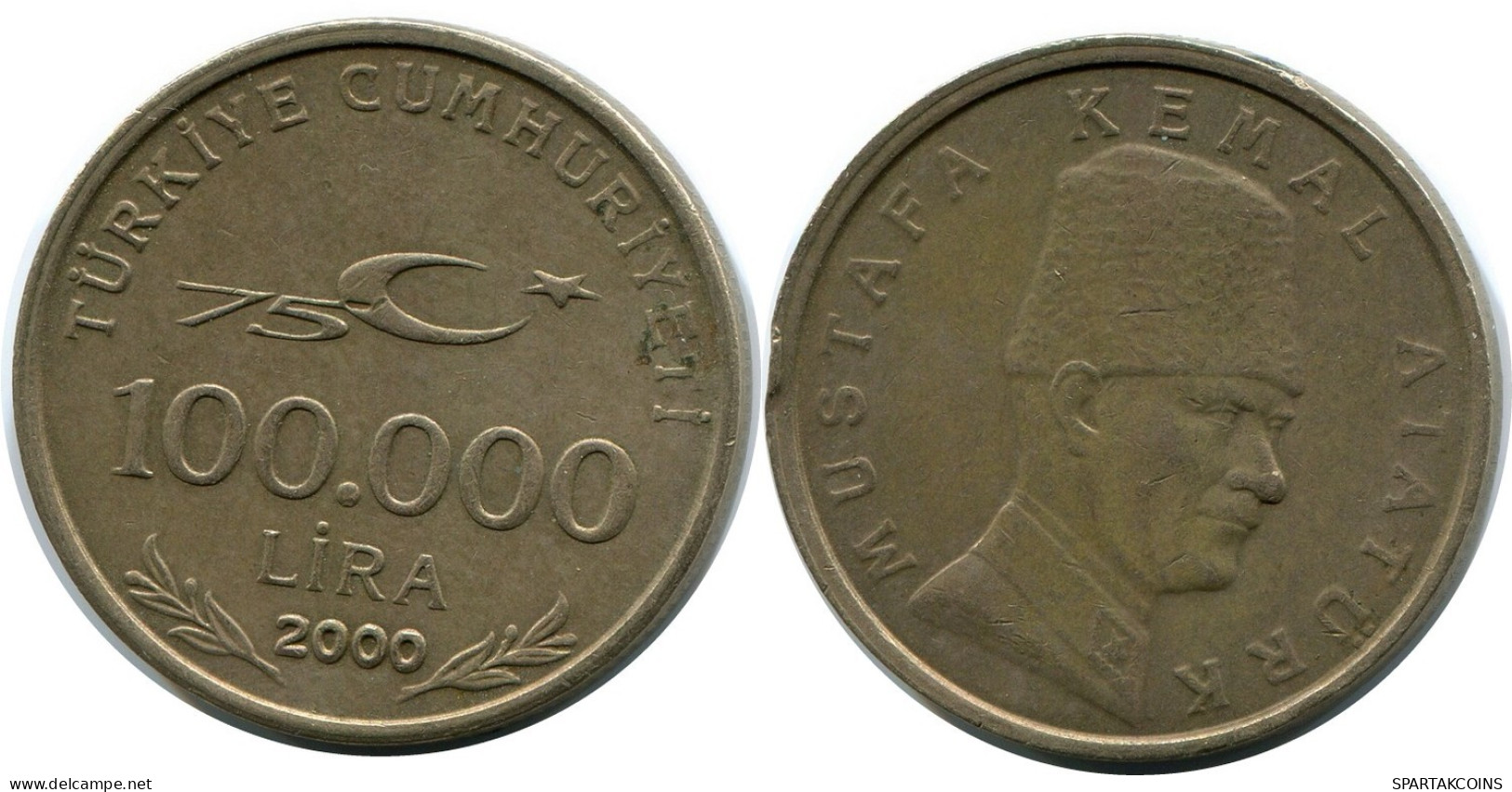 100.000 LIRA 2000 TÜRKEI TURKEY Münze #AR258.D.A - Turchia