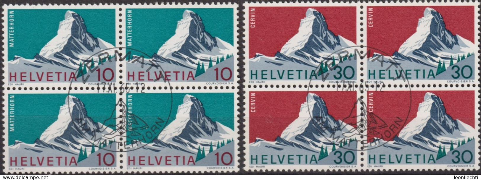 1965 Schweiz ° Mi:CH 820+821, Yt:CH 753+754, Zum:CH 433+434, Matterhorn (° ZERMATT AM MATTERHORN) - Usati