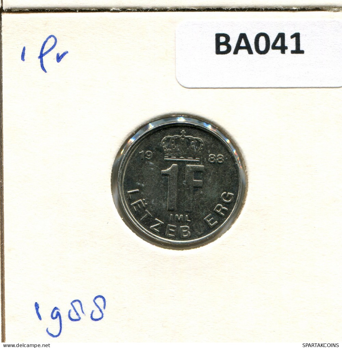 1 FRANC 1988 LUXEMBOURG Pièce #BA041.F.A - Lussemburgo