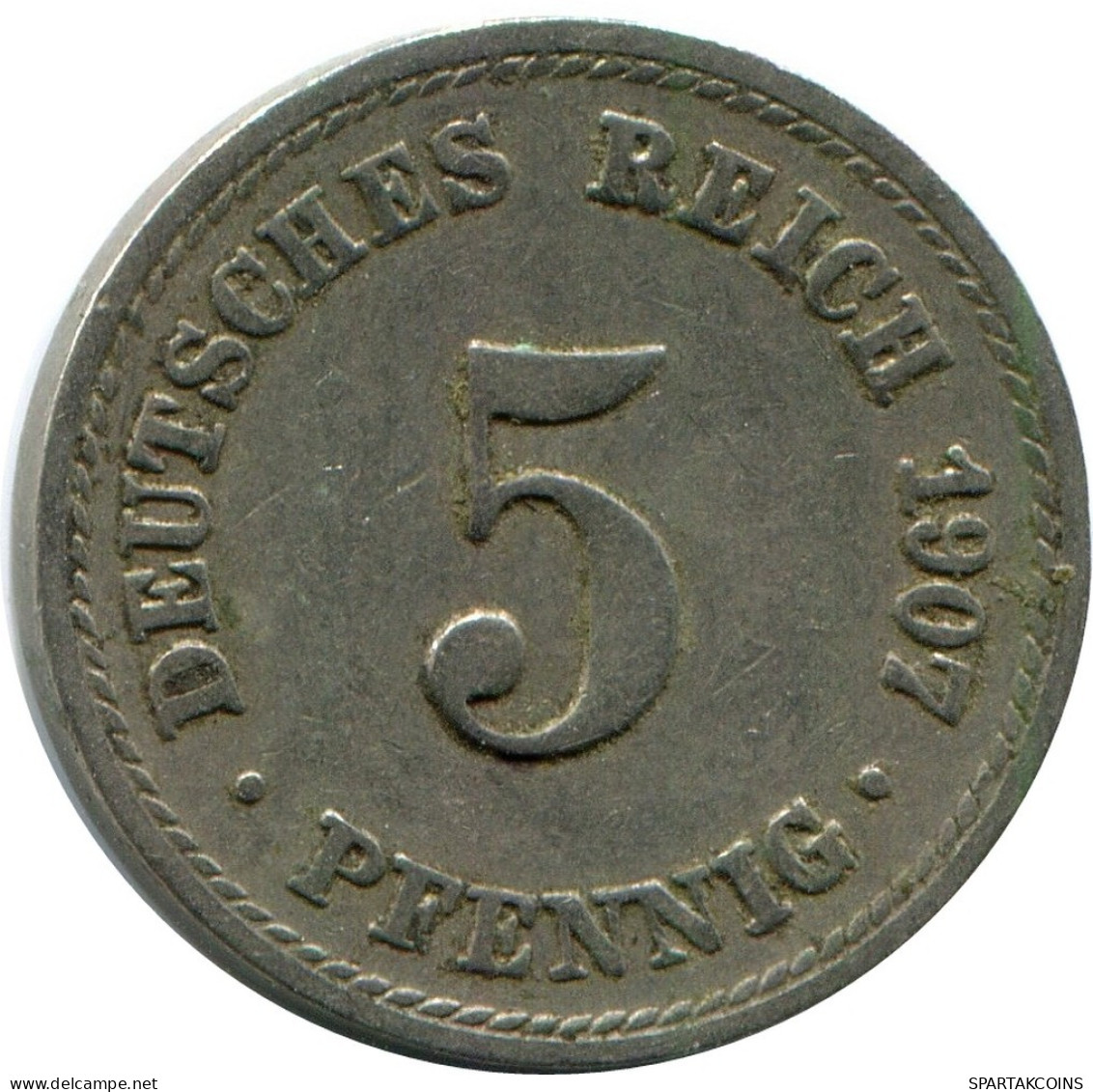 5 PFENNIG 1907 A ALEMANIA Moneda GERMANY #DB243.E.A - 5 Pfennig