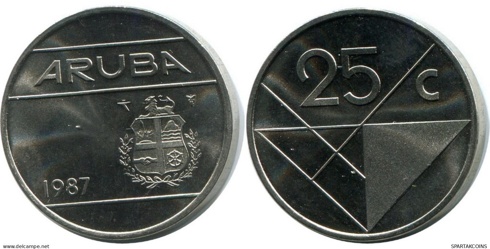 25 CENTS 1987 ARUBA Münze (From BU Mint Set) #AH067.D.A - Aruba