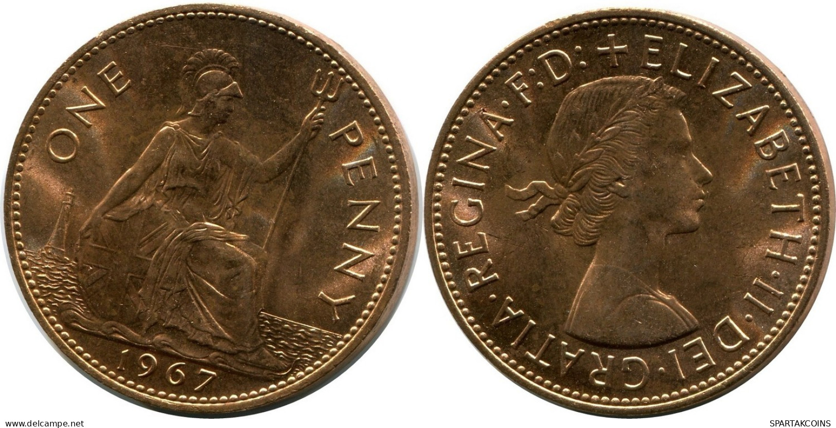 PENNY 1967 UK GROßBRITANNIEN GREAT BRITAIN Münze UNC #M10152.D.A - D. 1 Penny