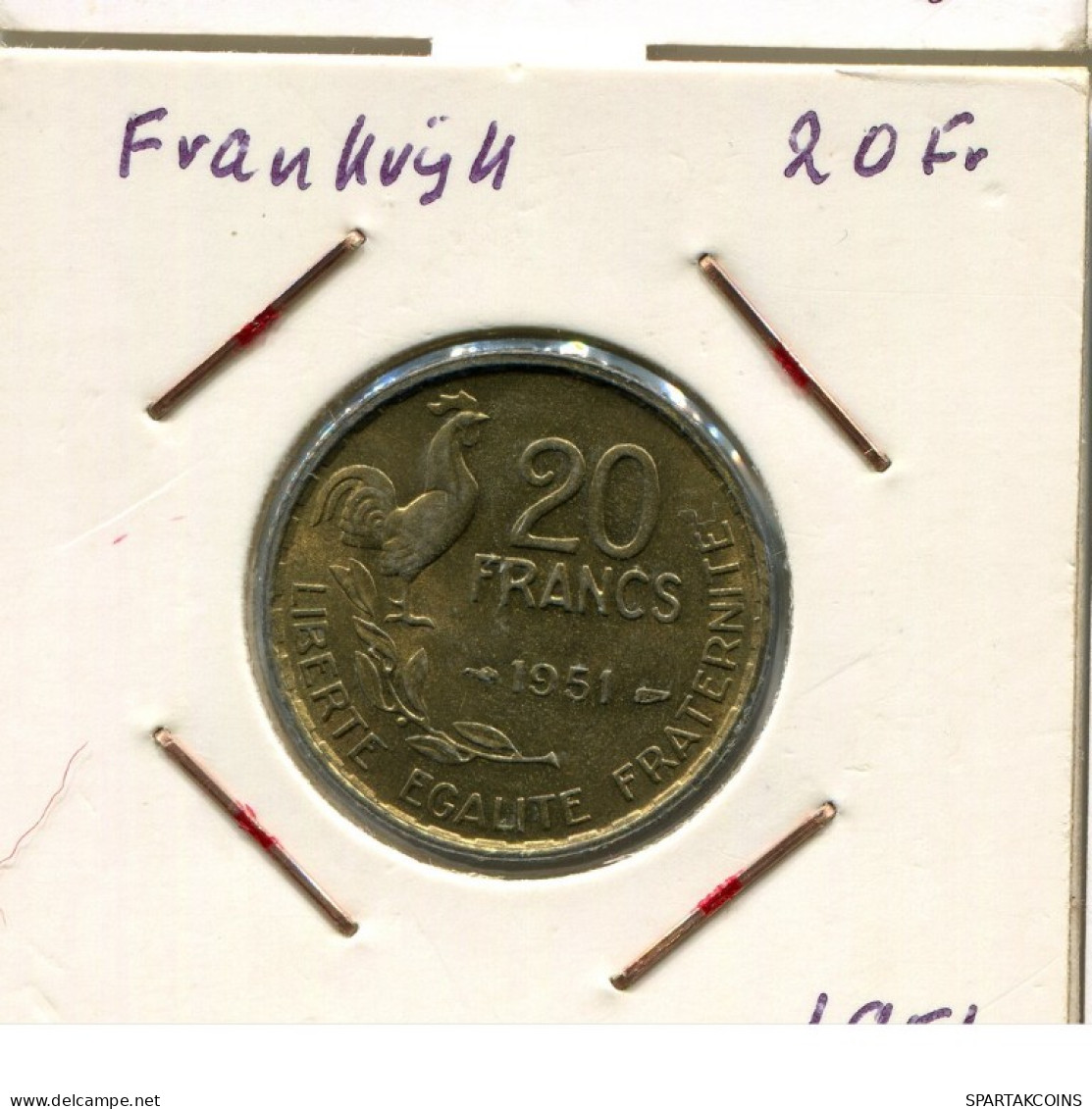 20 FRANCS 1951 FRANCIA FRANCE Moneda #AM681.E.A - 20 Francs