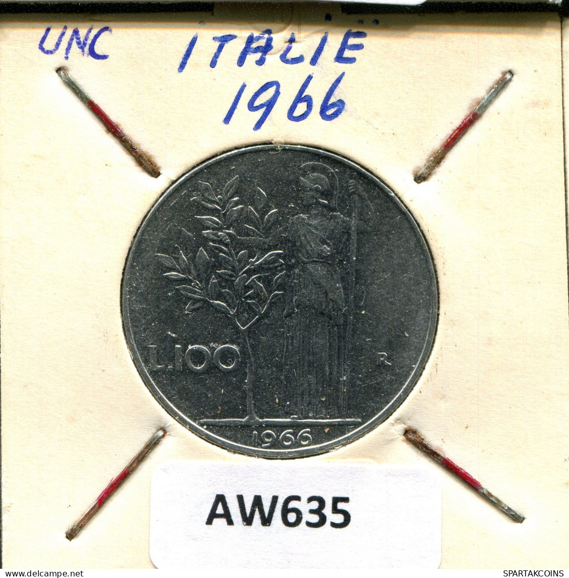 100 LIRE 1966 ITALIA ITALY Moneda #AW635.E.A - 100 Liras