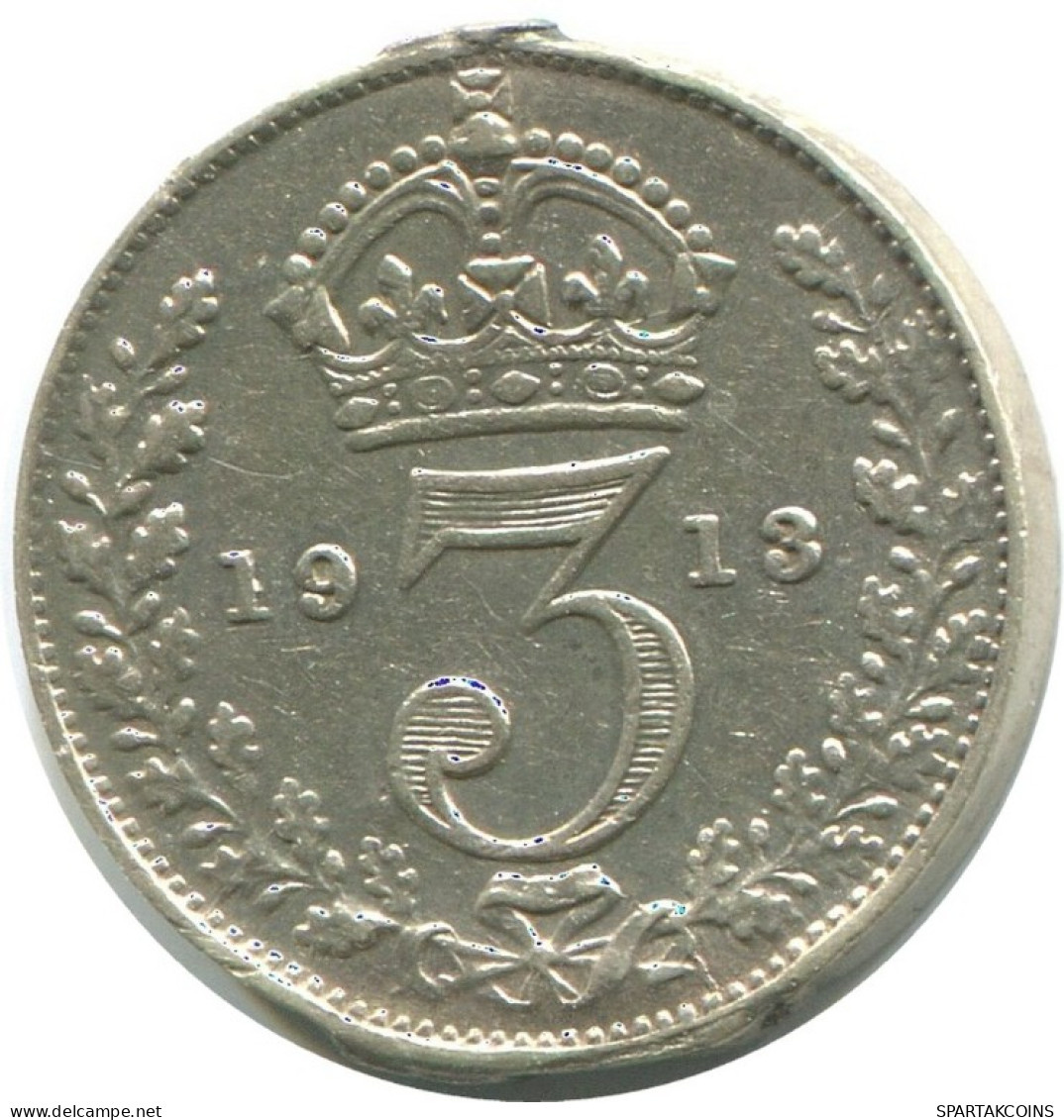 THREEPENCE 1913 UK GROßBRITANNIEN GREAT BRITAIN SILBER Münze #AG905.1.D.A - F. 3 Pence