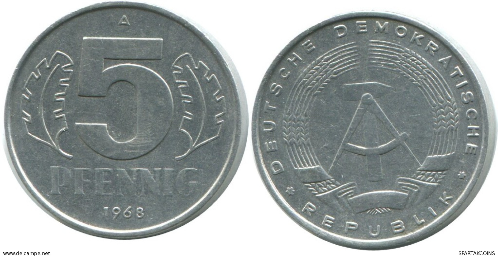 5 PFENNIG 1968 A DDR EAST GERMANY Coin #AE011.U.A - 5 Pfennig