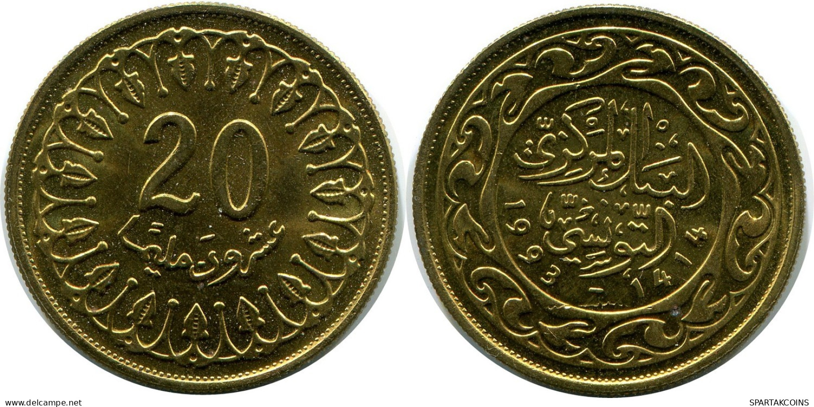 20 MILLIMES 1993 TUNESIEN TUNISIA Islamisch Münze #AP467.D.A - Tunisia