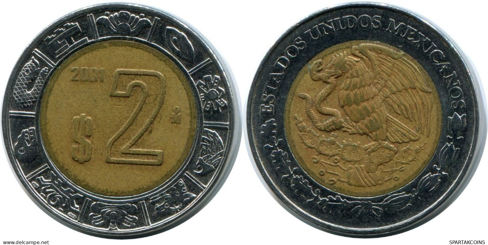 2 PESOS 2001 MEXICO Moneda BIMETALLIC #AH512.5.E.A - Messico