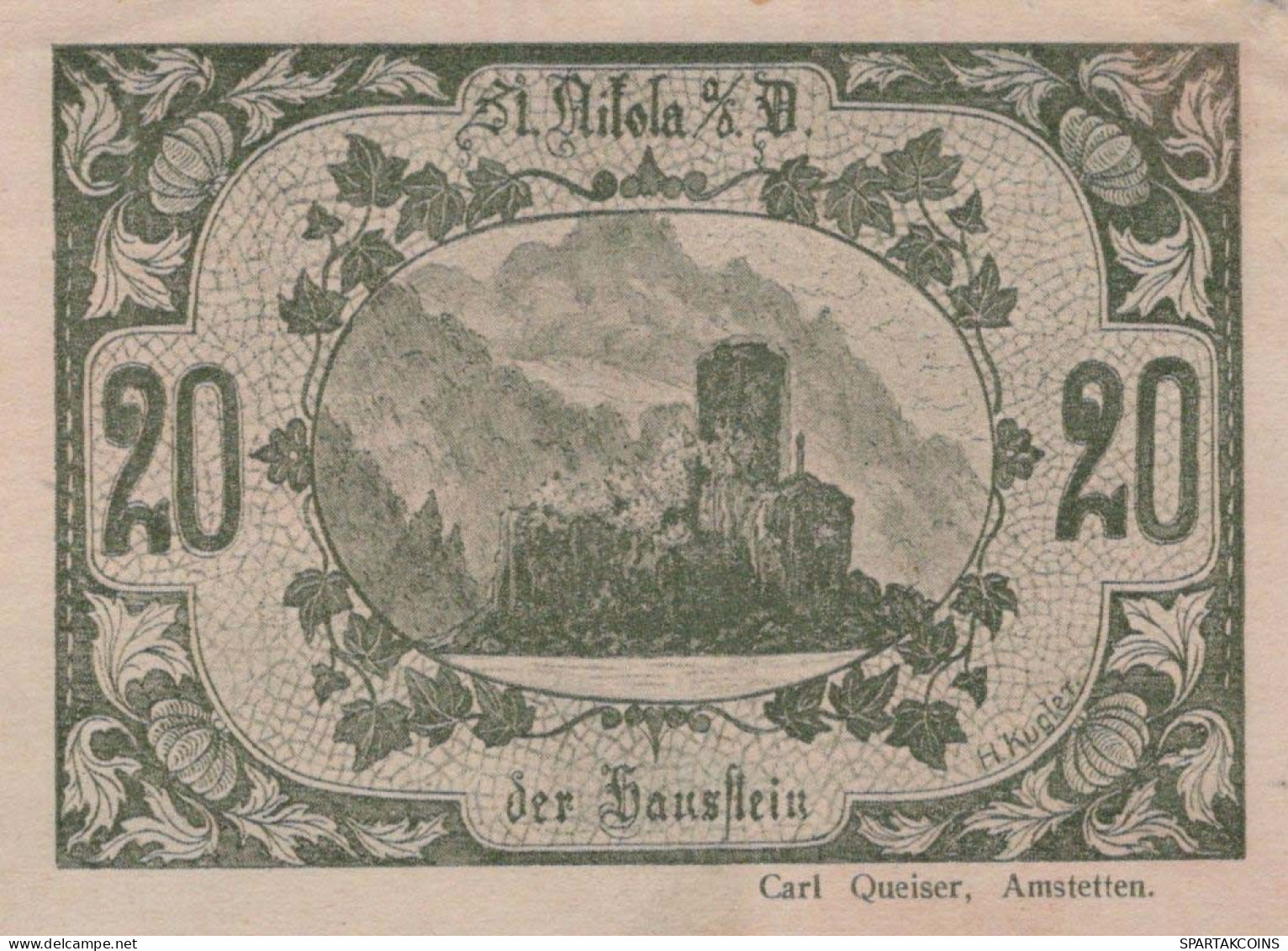 20 HELLER 1920 Stadt SANKT NIKOLA AN DER DONAU Oberösterreich Österreich #PE777 - [11] Local Banknote Issues