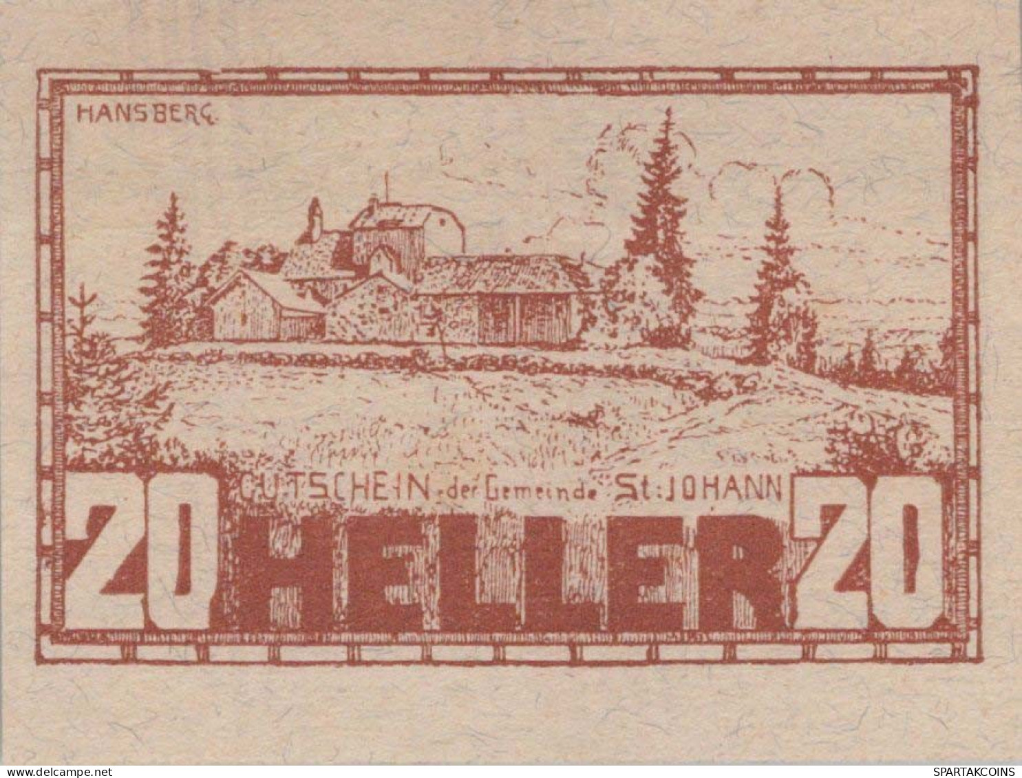 20 HELLER 1920 Stadt SANKT JOHANN AM WIMBERG Oberösterreich Österreich UNC Österreich #PH051 - [11] Local Banknote Issues
