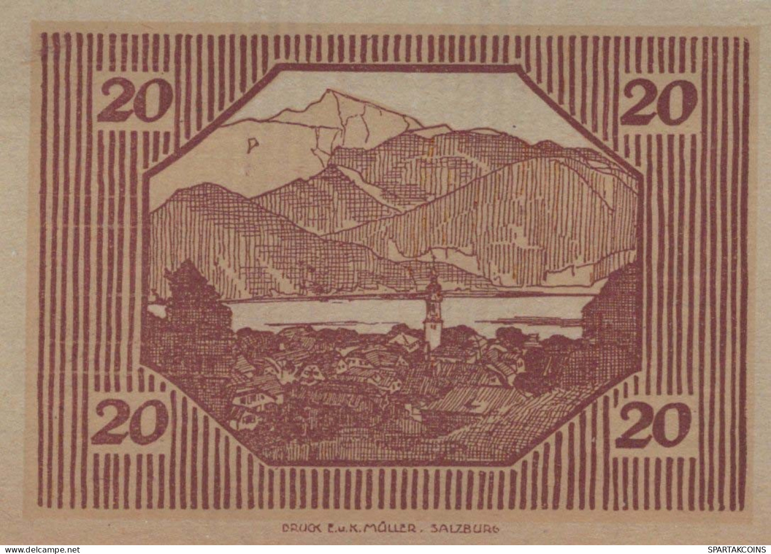 20 HELLER 1920 Stadt SANKT GILGEN Salzburg Österreich Notgeld Banknote #PE611 - [11] Local Banknote Issues