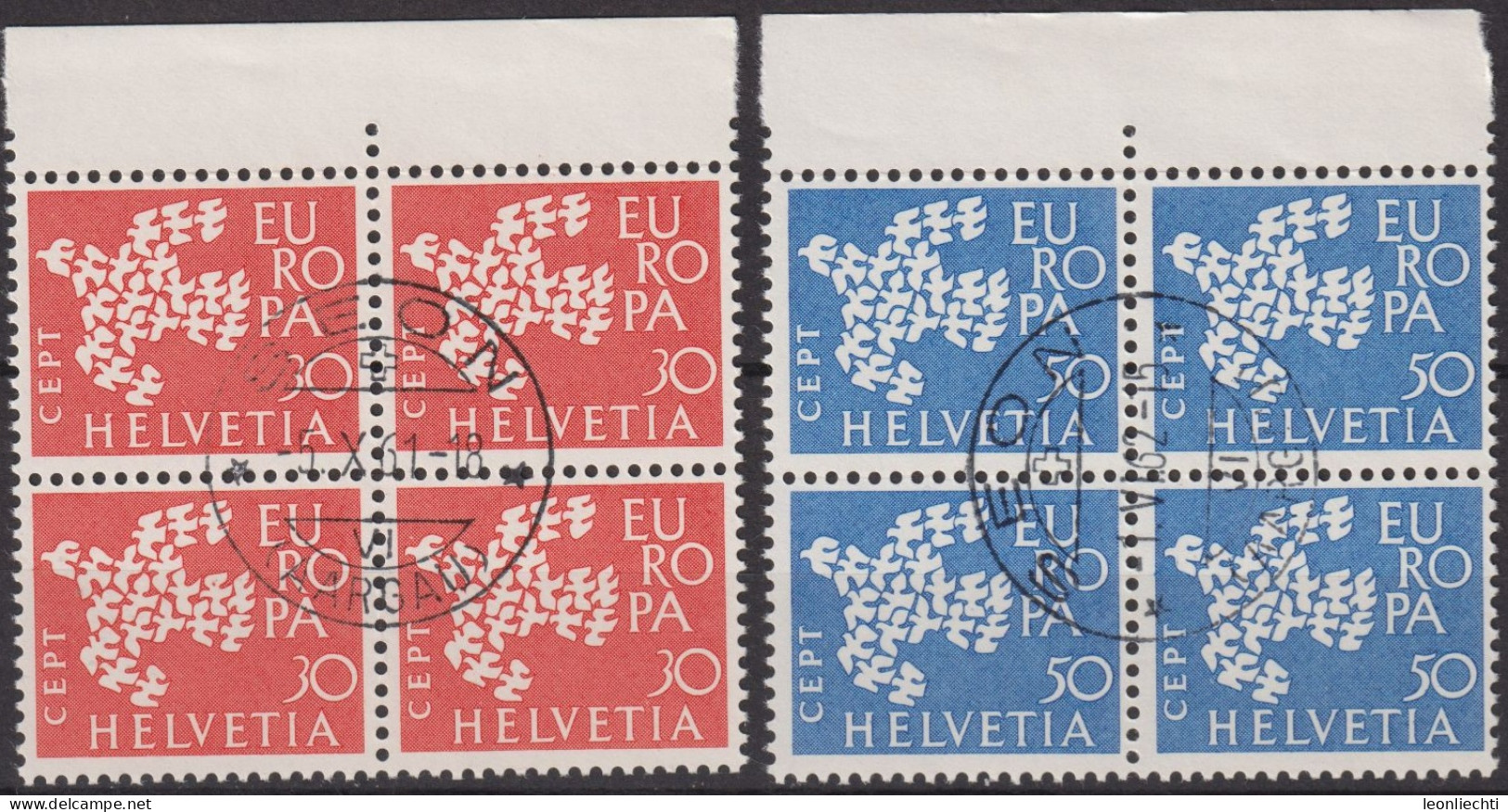 1961 Schweiz ° Mi:CH 736+737, Yt:CH 682+683, Zum:CH 379+380, Europa (C.E.P.T.) 1961 - Tauben (° SEON) - Usados