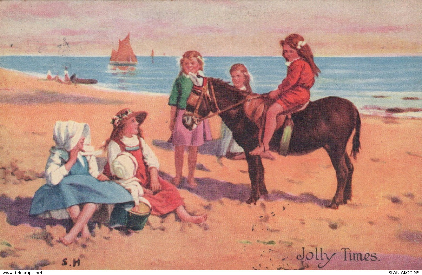 BURRO Animales Niños Vintage Antiguo CPA Tarjeta Postal #PAA012.ES - Burros