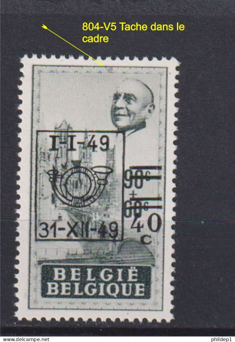 Belgique: COB N° 804 V5, Neuf, **, Sans Charnière. TB !!! - 1931-1960