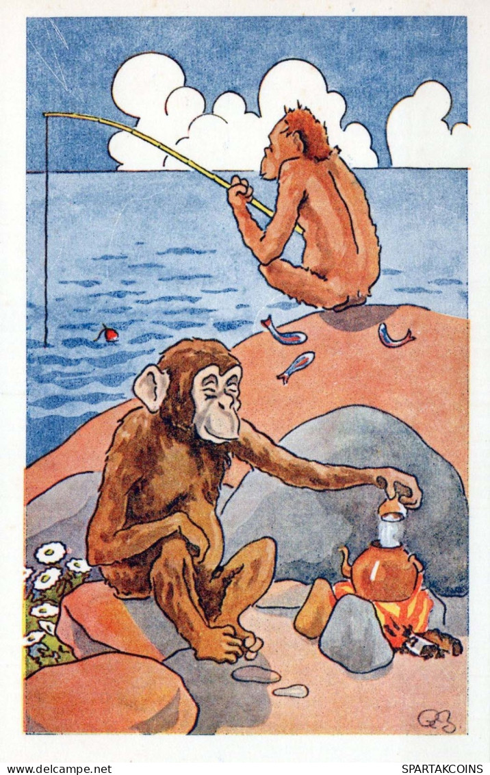 SINGE Animaux Vintage Carte Postale CPA #PKE767.FR - Singes