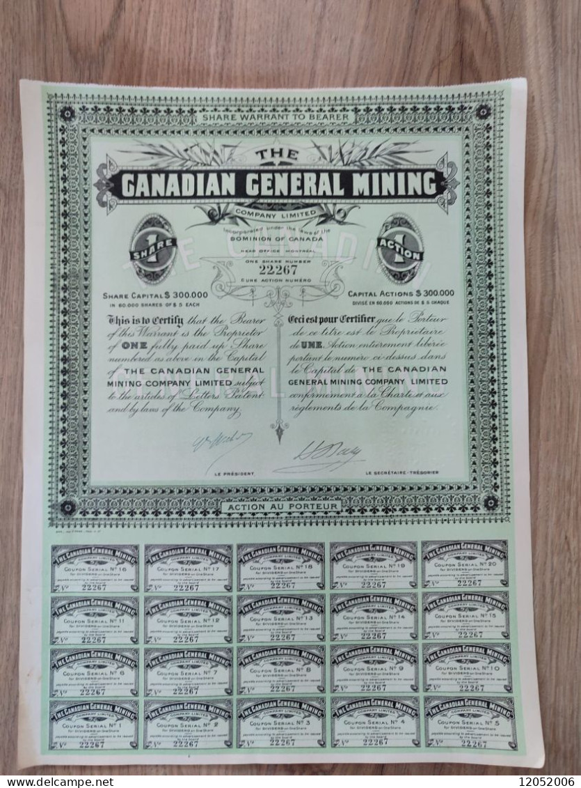 Acion De 1 Dollar Canadian General Mining --- Lot De 10 Exemplaires ---- - Other & Unclassified