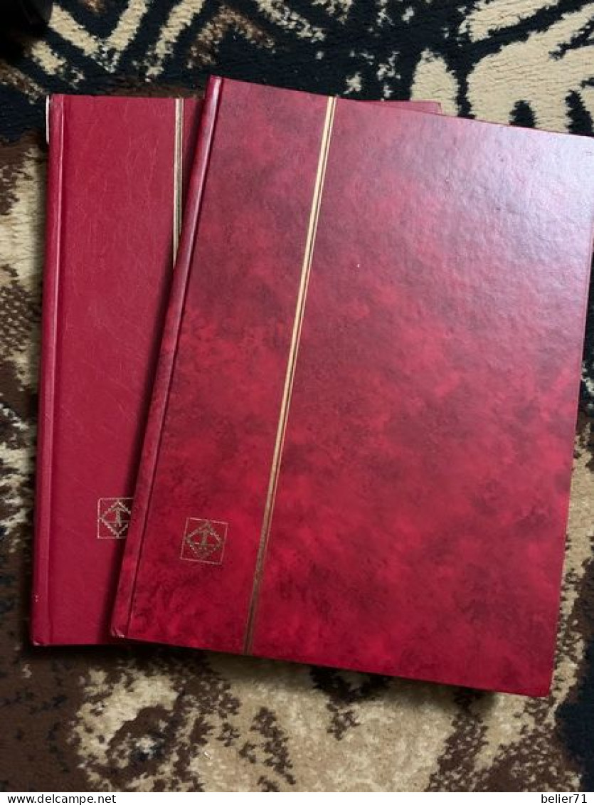 2 Albums Lindner Rouge Etat Moyen - Large Format, Black Pages