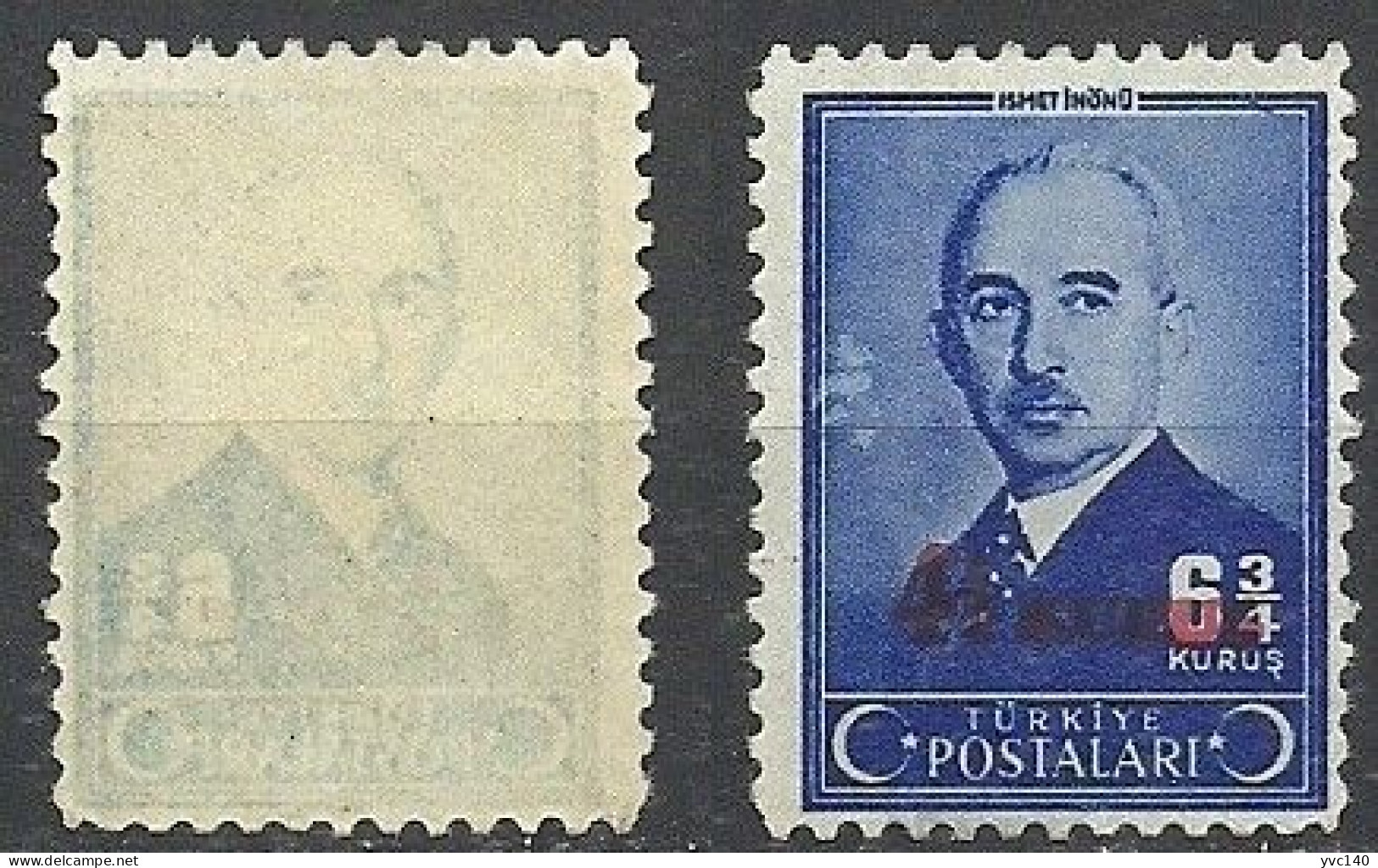 Turkey; 1943 Overprinted Postage Stamp, ERROR "Abklatsch" - Neufs