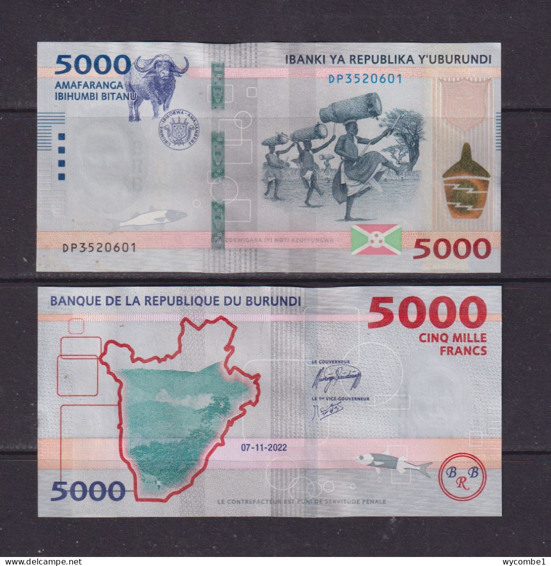 BURUNDI -  2022 5000 Francs UNC Banknote - Burundi