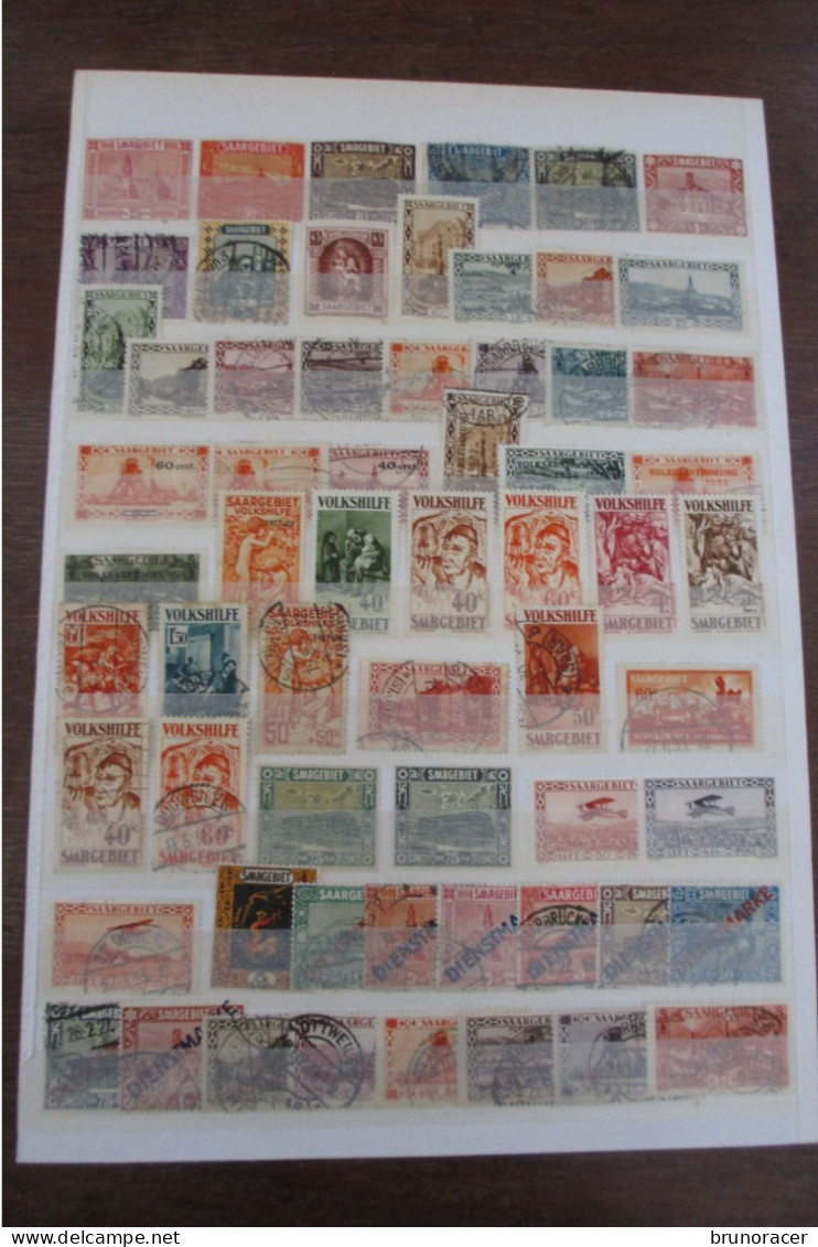 SAARE LOT 1920 à 1935 SUR DEUX PAGES NEUF*/Oblit. COTE 611 EUROS VOIR SCANS - Collections, Lots & Series