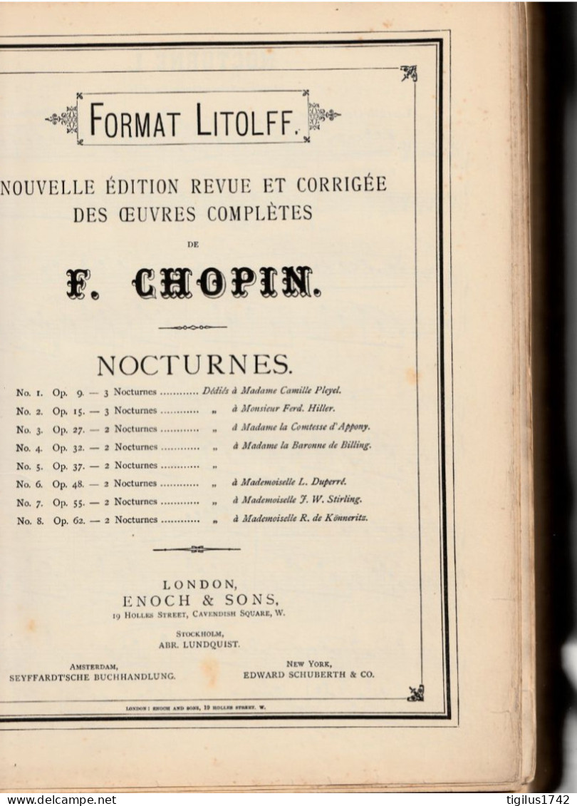 Partitions Musicales. Chopin F. Œuvres Complètes Pour Piano. Premier Volume : Valses, Nocturnes, Mazurkas, Polonaises. N - A-C