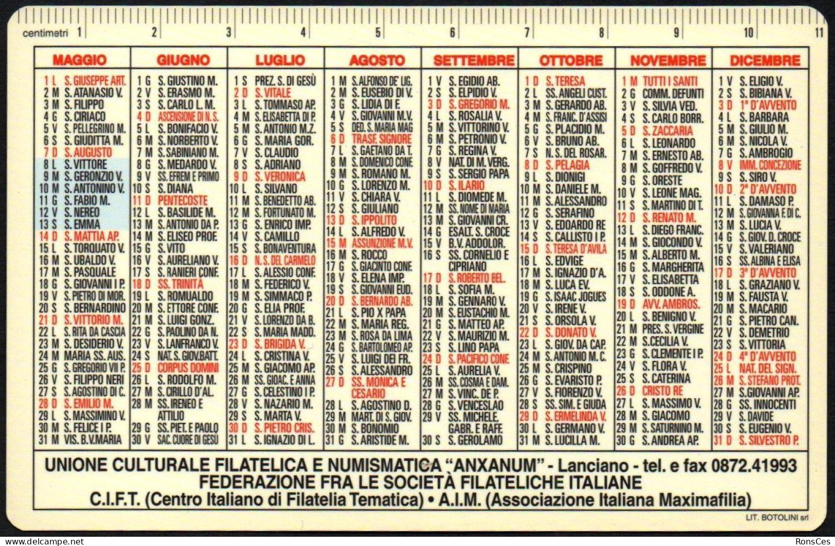 ITALIA 2000 - CALENDARIO TASCABILE - FILANXANUM 2000 - MOSTRA: ANNO SANTO, LA FEDE, L'UOMO, L'ARTE - I - Tamaño Pequeño : 1991-00