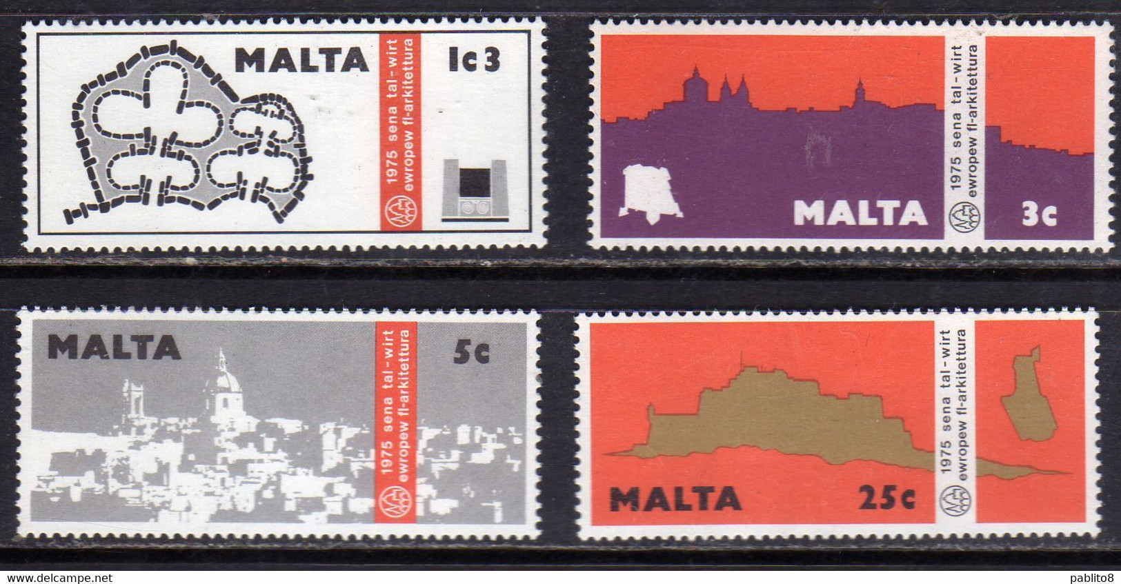 MALTA 1975 EUROPEAN ARCHITECTURAL HERITAGE YEAR COMPLETE SET SERIE COMPLETA  MNH - Malta