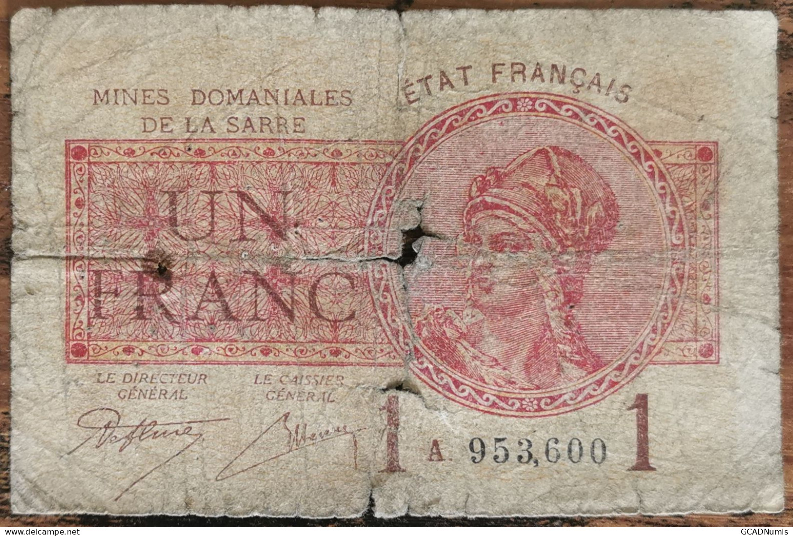 Billet De 1 Franc MINES DOMANIALES DE LA SARRE état Français A 953600  Cf Photos - 1947 Saarland