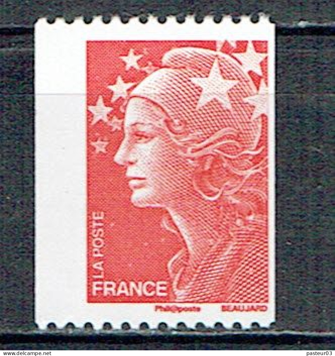 4240 Mariane De Beaujard Roulette TVP Rouge Impression Décalée 2 Bandes Et Demi De Phophore - Unused Stamps