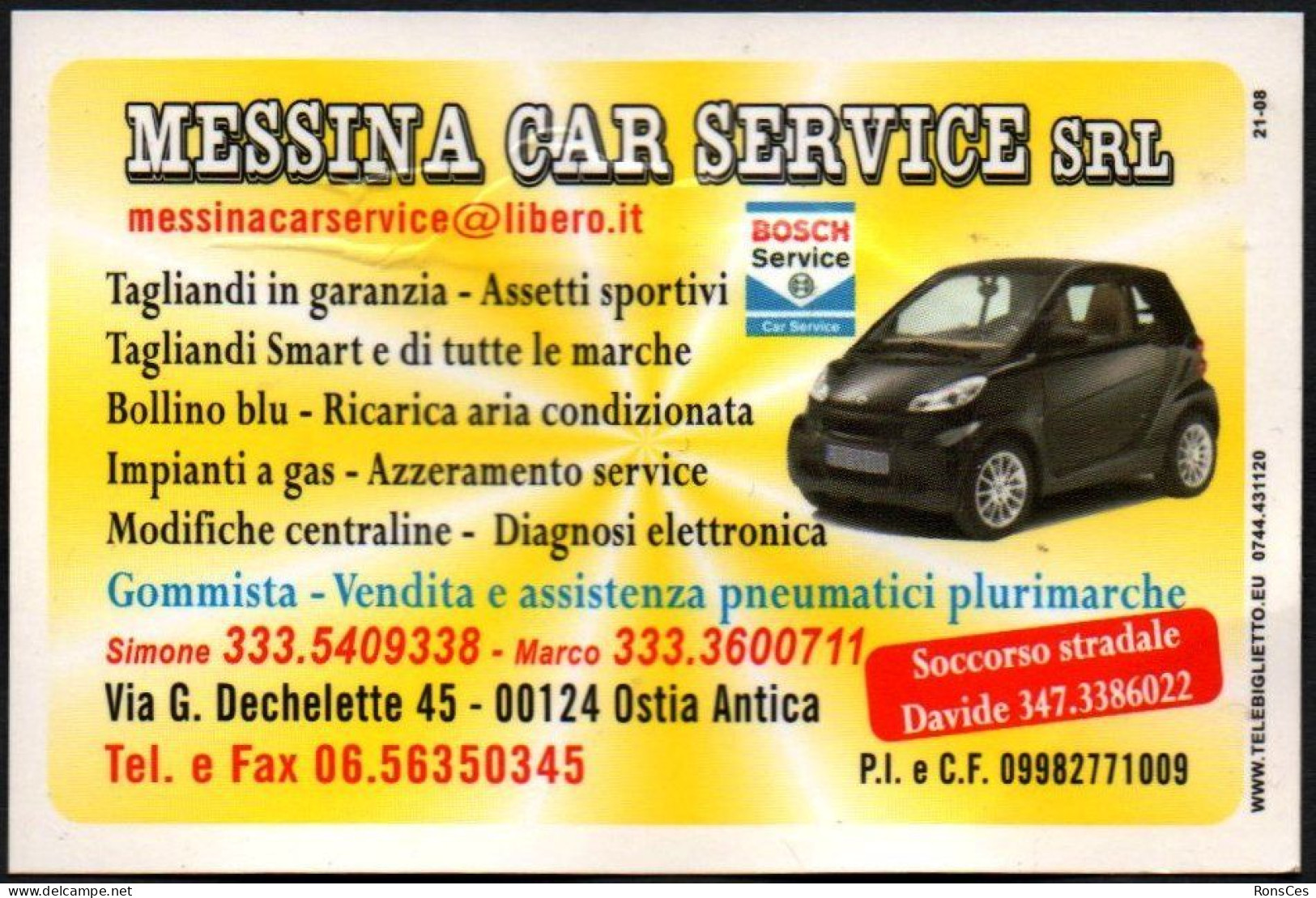 ITALIA 2009 - CALENDARIO TASCABILE - MESSINA CAR SERVICE - I - Kleinformat : 2001-...